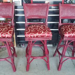 3 Swivel Wooden Bar Stools