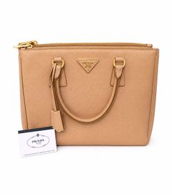Prada Saffiano Leather Tote Bag Beige Nude Gold Hardware w/ Dust Bag & Card