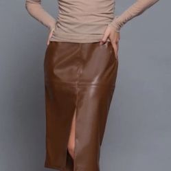 Faux Leather Midi Skirt