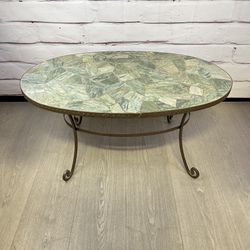 Pier 1 Green Mosaic Stone Oval Coffee Table