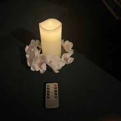 Battery Operated Light Up Candle With Remote And Flower Ring