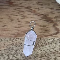 🌷Silver Wire Wrapped 40mm Natural ‘Rose Quartz’ Gem Stone ~ New! 