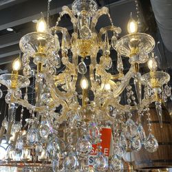 Maria theresa Crystal chandelier Dimmable  Gold 6 Light 