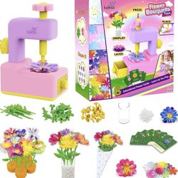 Toy set for making DIY flowers with a flower-making machine and accessories