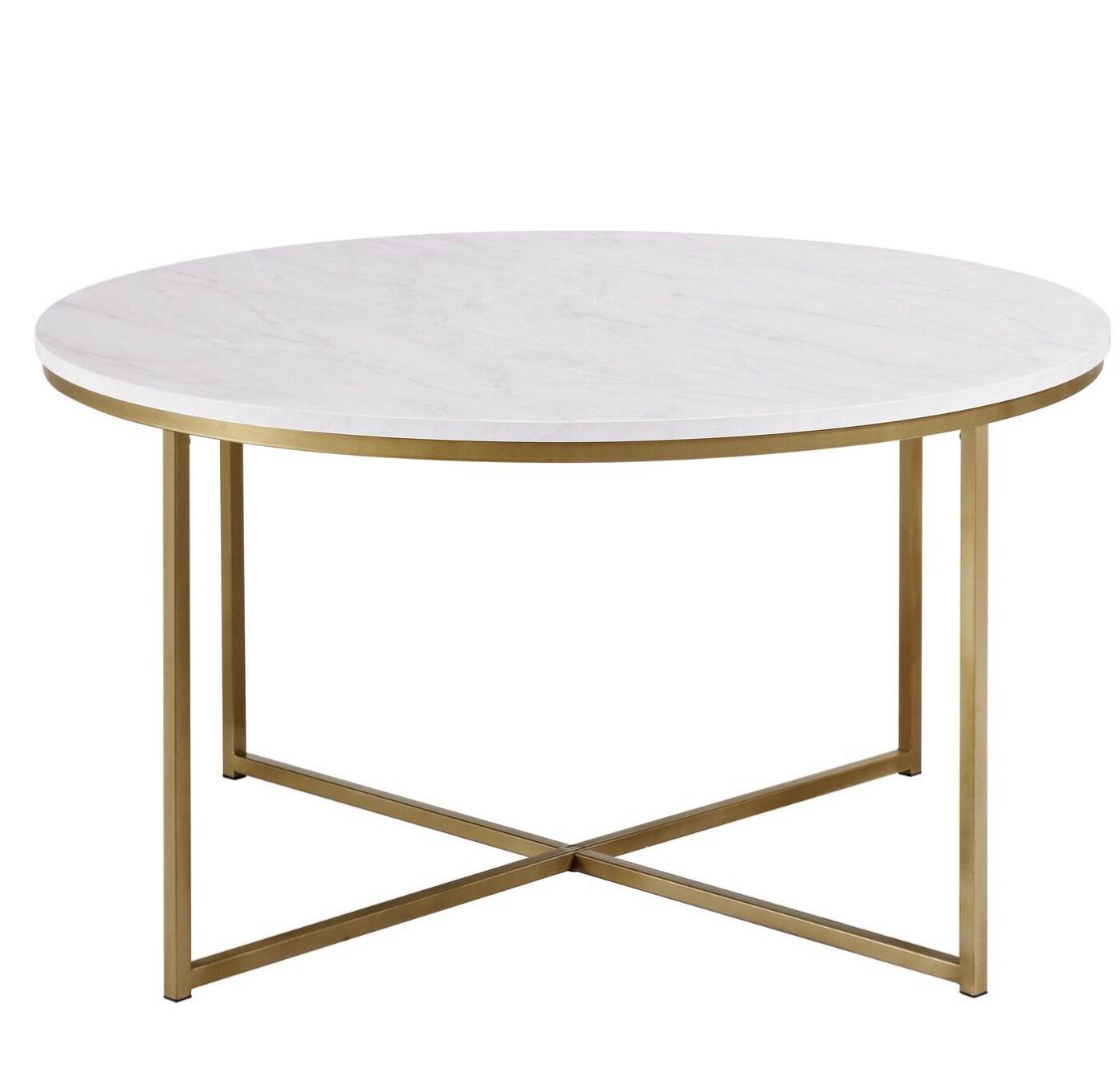Trendy Modern Marble and Gold Coffee Table