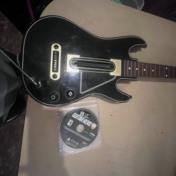 PS3 Guitar W Adapter And Game 