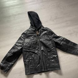The Arizona Jean Company Leather Jacket with Hood 
