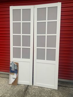 White French Door Pair with Frosted Glass Panels