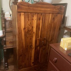 Vintage Cedar Armoire Dresser 