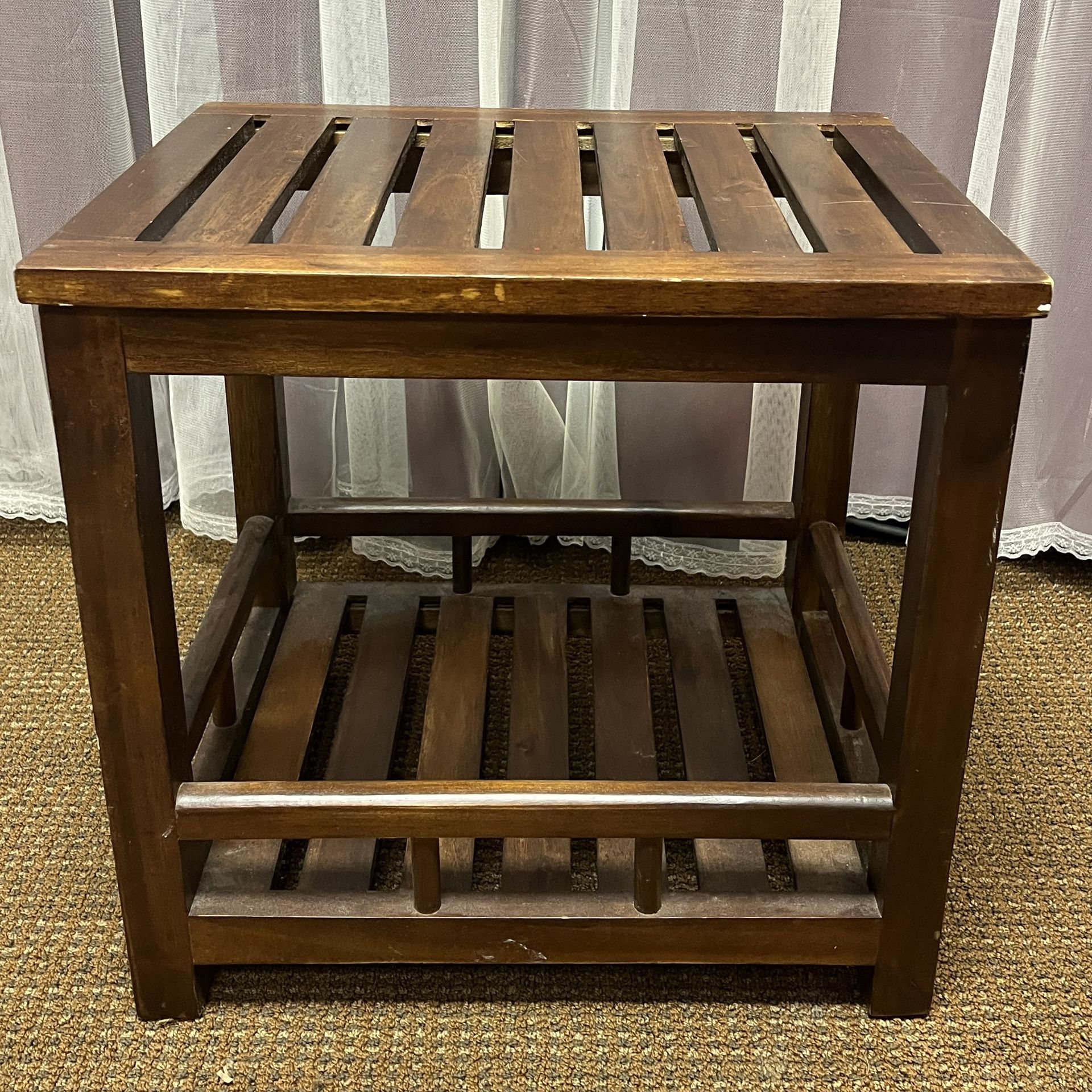 Wood accent side end table, plant stand,