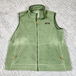 L.L.Bean Men's Mountain Classic Fleece Vest Sz XL Green w/ Grey Heather Full Zip