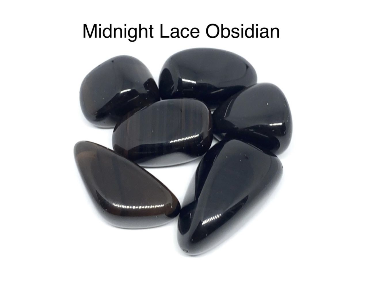 Midnight Lace Obsidian Tumbled Stones from Russia 6pcs 37.6g Total RARE