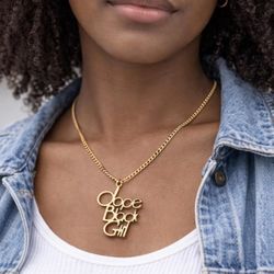 Dope Black Girl Necklace, Gold & Silver Pendant Chain, Statement Jewelry, Gift for Her, Empowerment Jewelry, Minimalist Necklace