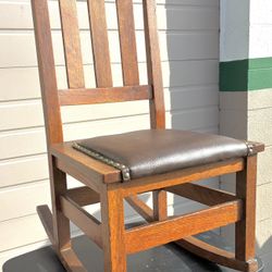 Antique Small Oak Stickley Bros. Rocking Chair c. 1910, Mission Style 