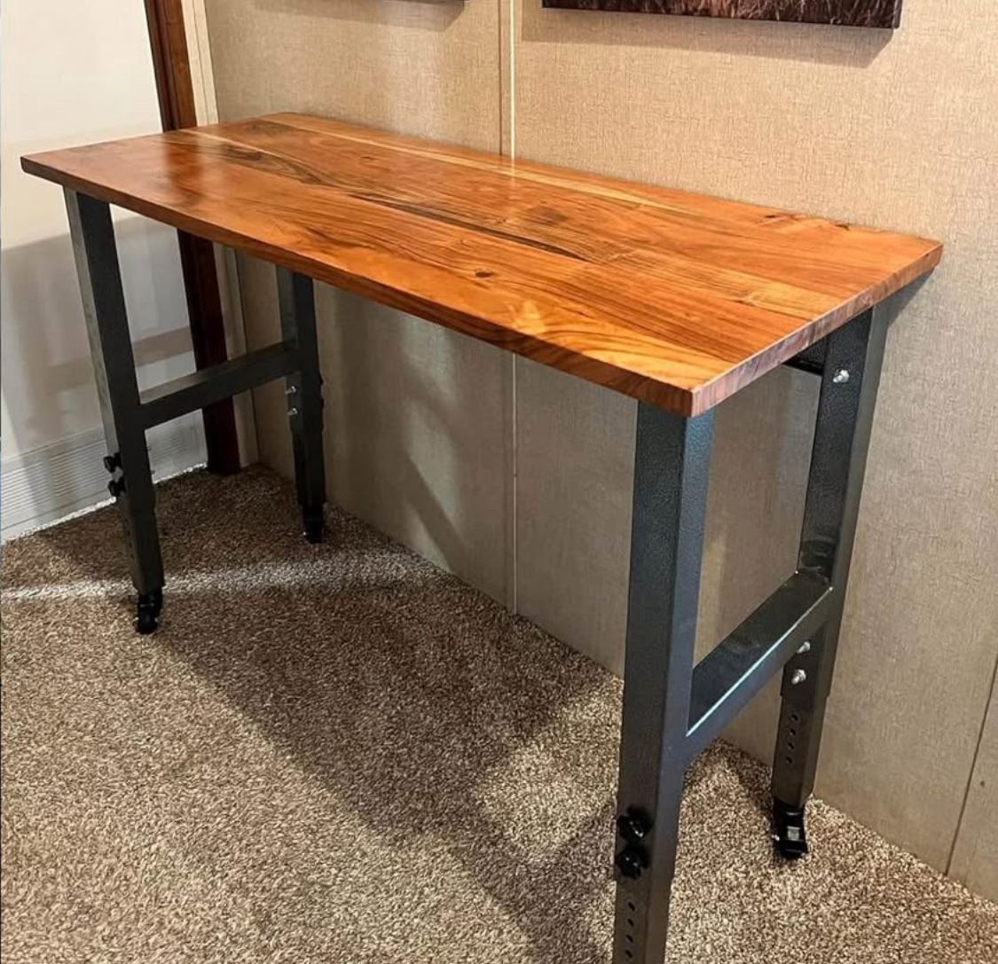 New Acacia Wood Top Work Bench - Rolling Portable Workbench