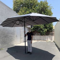 (NEW) $85 Large 15 FT Double Sided Umbrella Outdoor Patio Garden Yard (Weight base not included) 