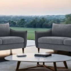 Brand New Grey Chenille Modern Style Sofa & Loveseat 