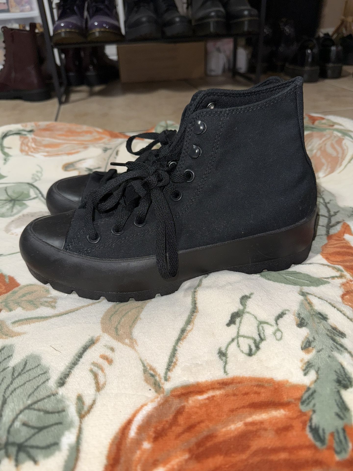 Black Converse high top platform