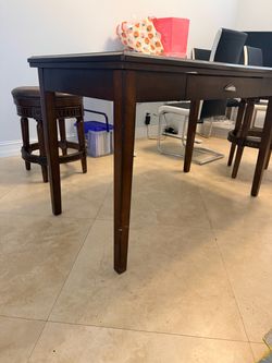 Dark Wood Writing Desk with Drawer