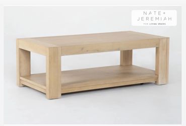 Voyage Natural 52" Wide Rectangular Wood Coffee Table By Nate Berkus + Jeremiah Brent | Shelf | Wheels