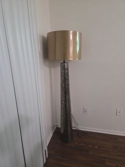 Mosaic Tile Floor Lamp with Gold Drum Shade