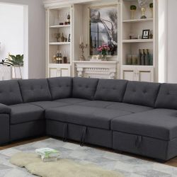 L Sectional Sofa Couch With Pull Out Bed Abd Storage New In Box 