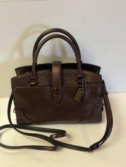Coach Purse Mercer Satchel Oxblood Leather Dark Wine Cranberry Bag