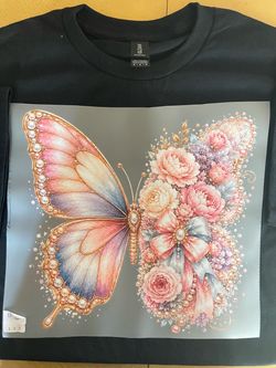 Gildan Black Butterfly Floral Graphic shirts