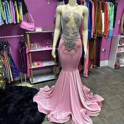 Silver and Pink Casted Dress. 