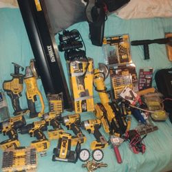 9 Pc DeWalt Tools And 7 Batteries Plus The Box