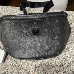 MCM Black Visetos Medium Fursten Belt Bag