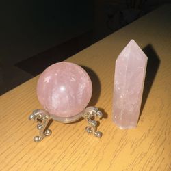 Rose quartz sphere and tower 