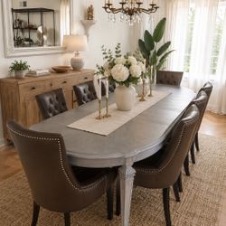 Solid Wood Dining Room Table And 8 Chairs 