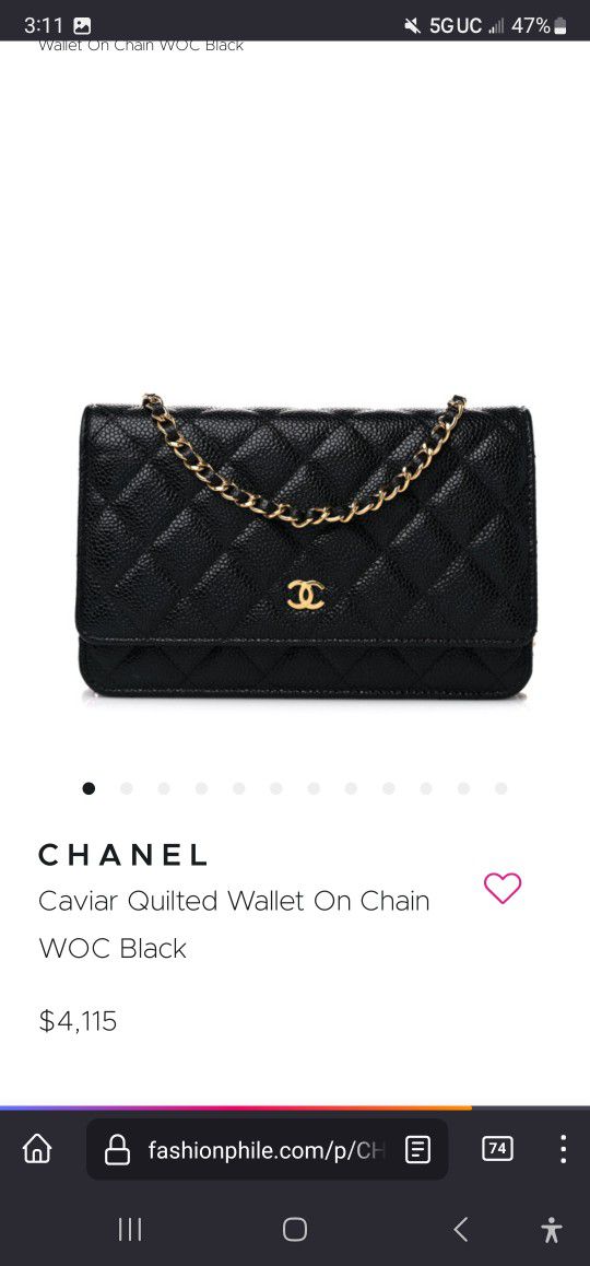 Chanel Caviar Wallet On Chain Black With Gold Hardware