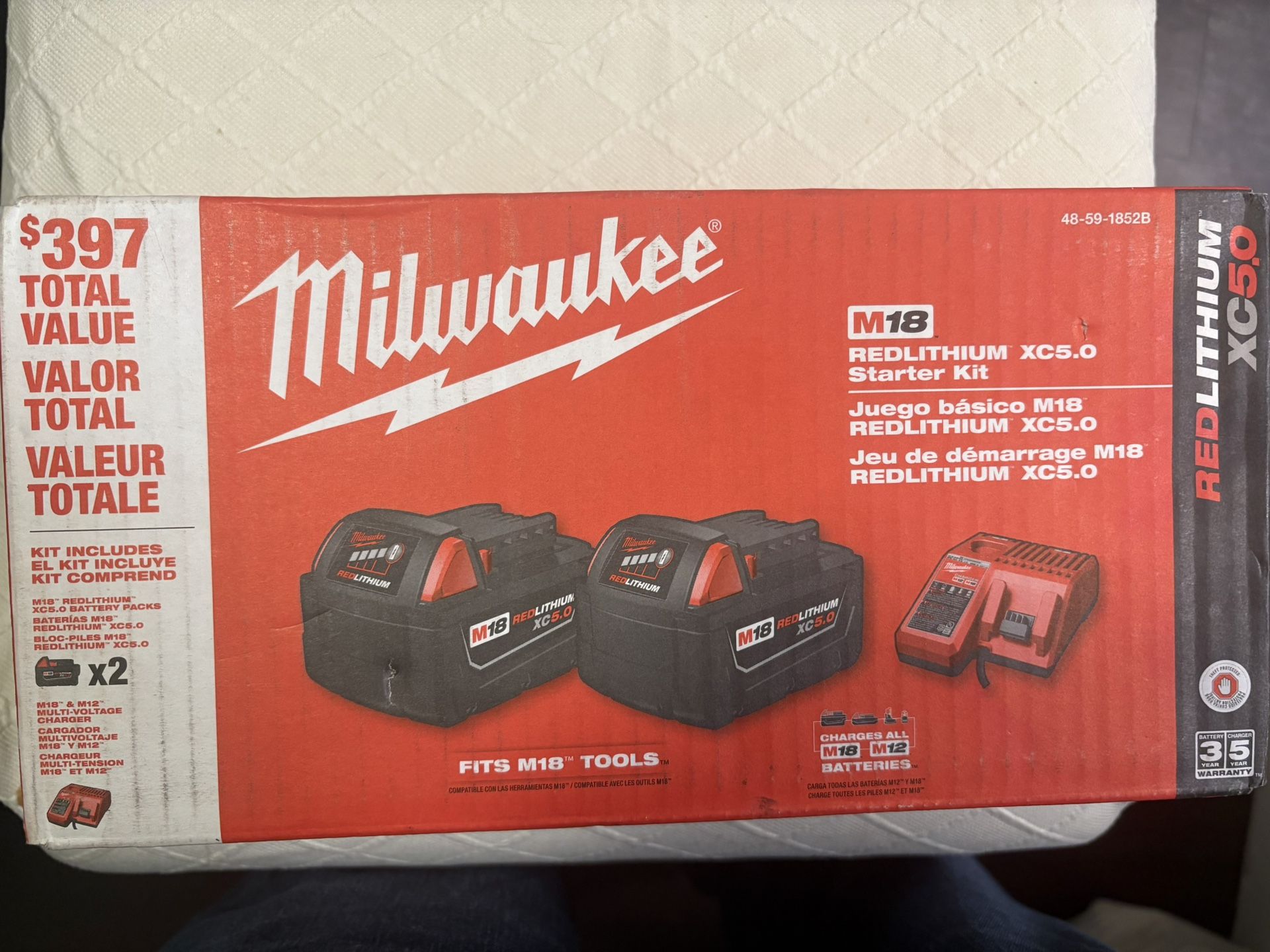 Milwaukee M18 5.0 Battery Pack Kit New 