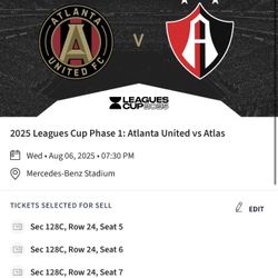4 CLUB SEAT TICKETS 2025 Leagues Cup Phase 1: Atlanta United vs Atlas