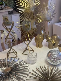 Home Decor Modern Gold, Silver & Glass Accent Pieces