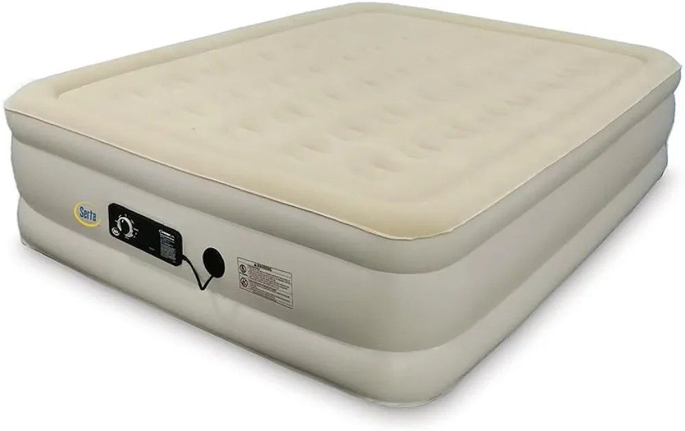 Serta Raised Air Mattress with Never Flat Pump | Luxury Inflatable Mattress with Built in Air Pump to Ensure a Good Night’s Rest | Heavy Duty Blow Up