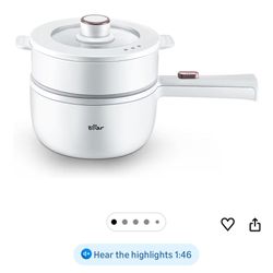 Bear Hot Pot Electric with Steamer, 1.6L Cooker, Mini Pot