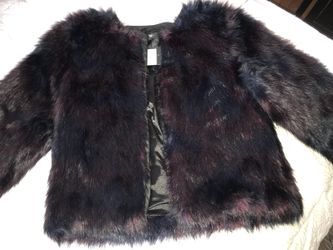 H&M long sleeve fur jacket sz 6