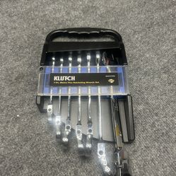 Klutch 7 Pc Metric Flex Head Ratcheting Wrench Tool Set New!