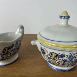 Hall Sugar Bowl & Cream Pitcher Set with Raffaellesco Dragon