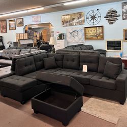 🔥Hot Deal🔥Brand New 2pc Black Sectional With Ottoman $799, Delivery Available 