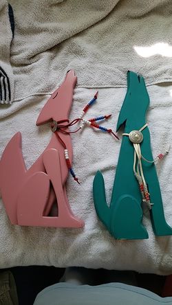 Wooden southwest decorative coyotes