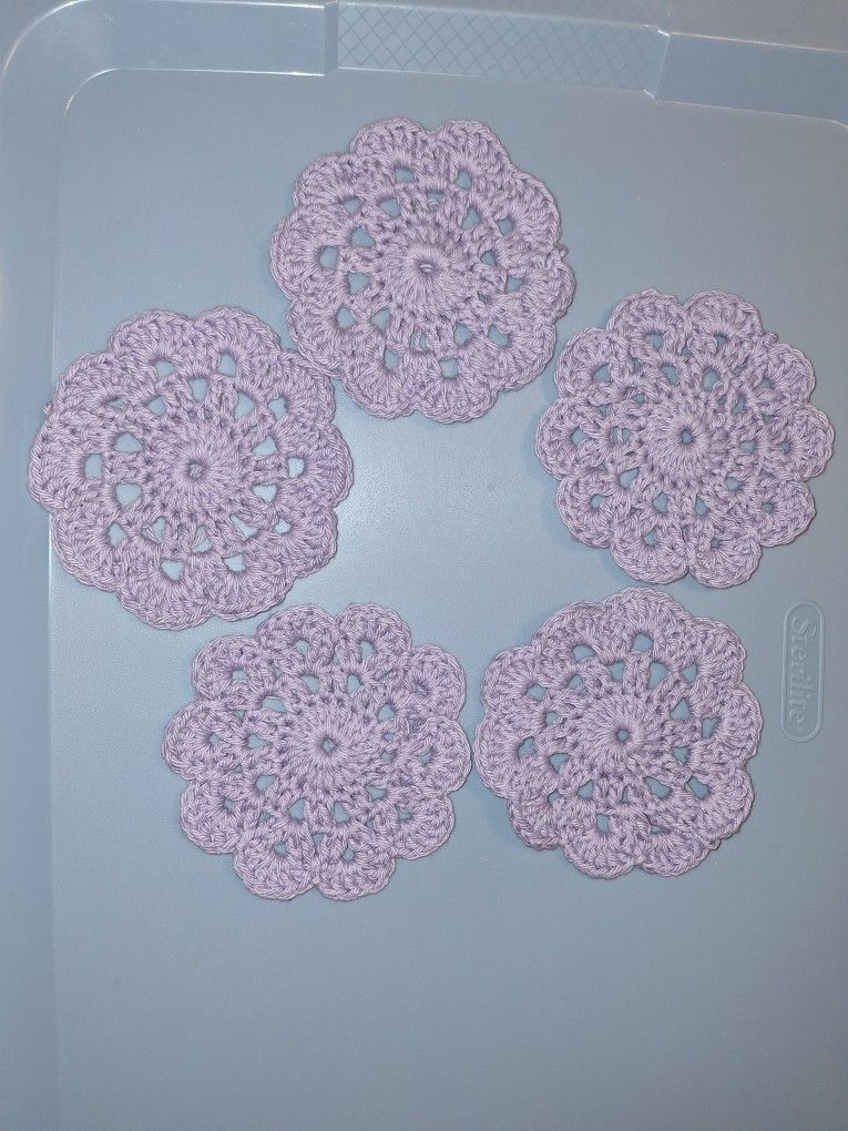 Crochet Flower Coaster Set