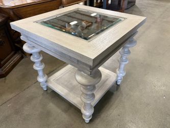 LEXINGTON Contemporary Grey Washed White Oak Square Accent Table