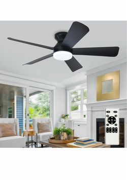 Depuley Ventilador de Techo Moderno con Luz: Ventiladores Pequeños de 42 Pulgadas Negros para Dormitorio Interior Exterior - Ventiladores de Techo de 