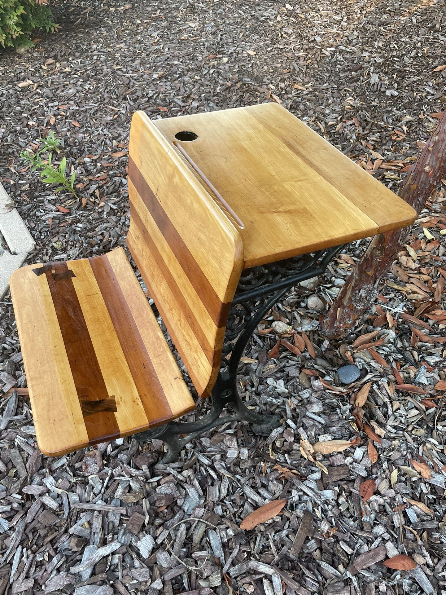 Antique Cast Iron School Desk Refinished