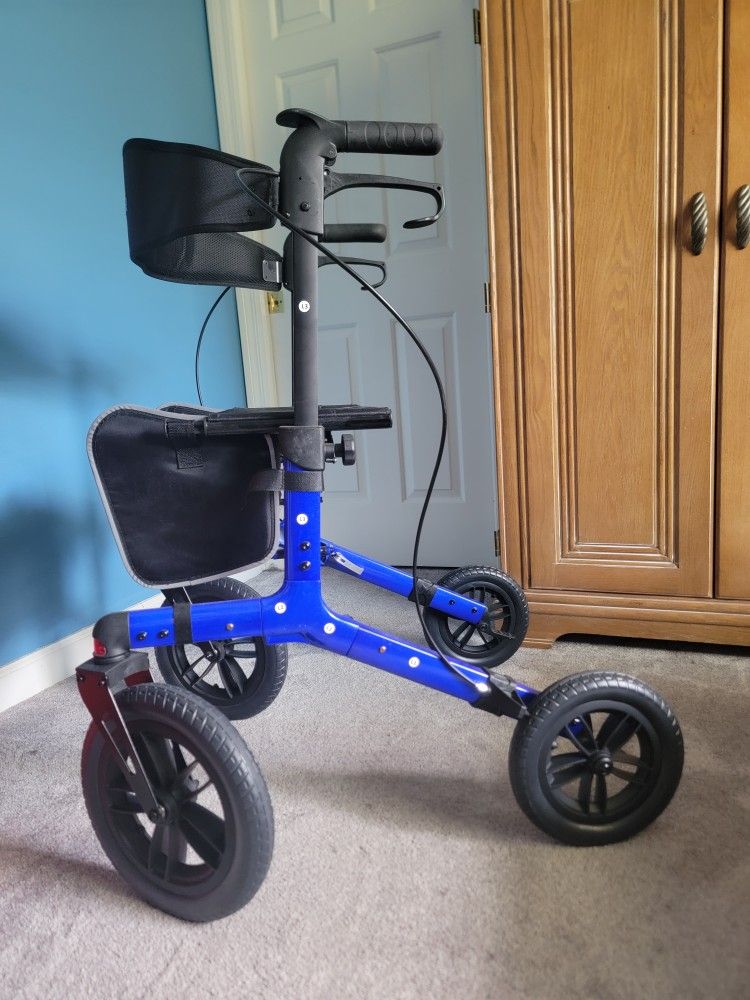 All-Terrain Rollator Walker with Non-Pneumatic Tire 12" Front Rubber Wheels