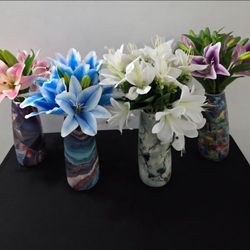 *** NEW LOW PRICE *** Ceramic Vases with Faux Lily Bouquets ($20 EACH) @ Lasting Creations